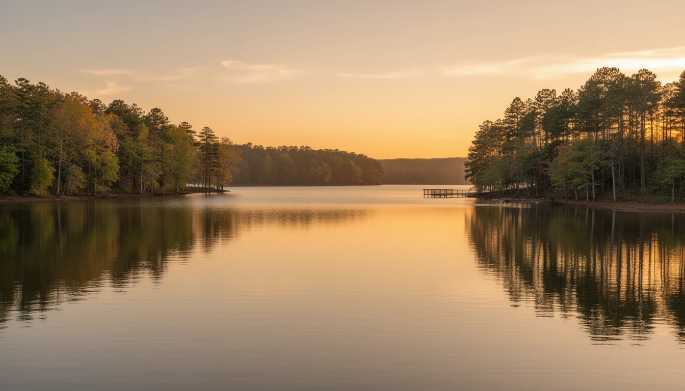 Lake Gaston at dawn along Northampton County's north shore
